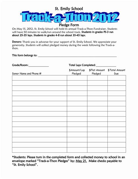 Pledge Sheet Template Example 4