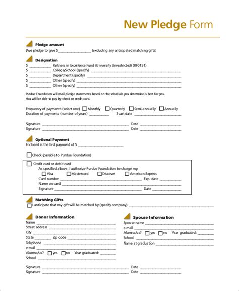 Pledge Sheet Template Example 8