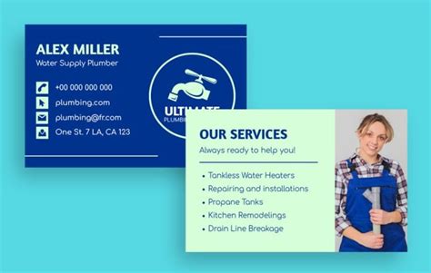 Plumbing Business Card with Social Media