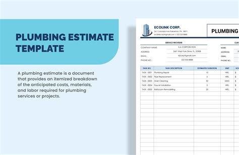 Plumbing Estimate Excel