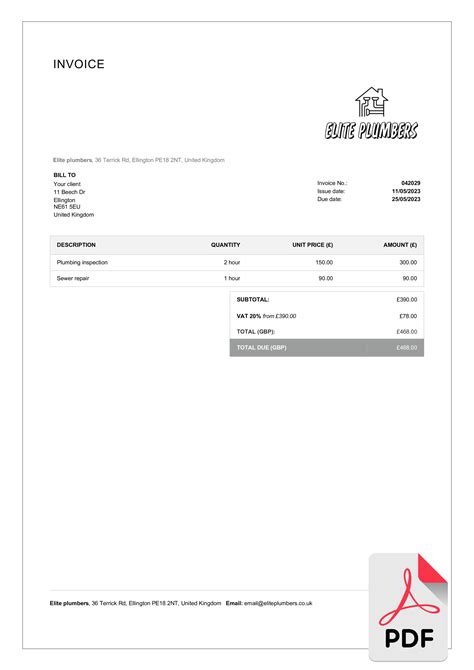 Plumbing Invoice Template Creation