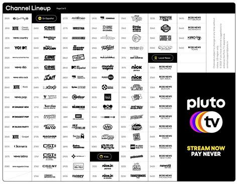 Pluto TV Channel Schedule