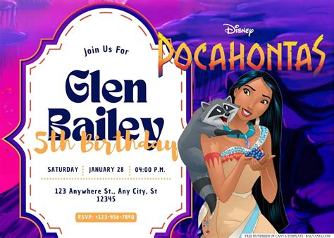 Pocahontas Adventure Invitation