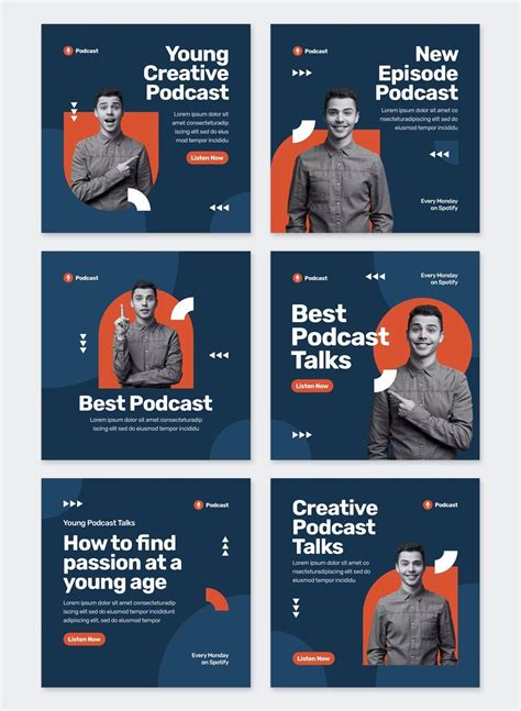 A screenshot of a podcast's Instagram post template design featuring a promotional graphic with a call-to-action