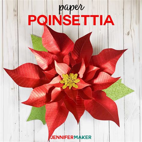 Adding Leaves and Stem to Poinsettia Paper Flower