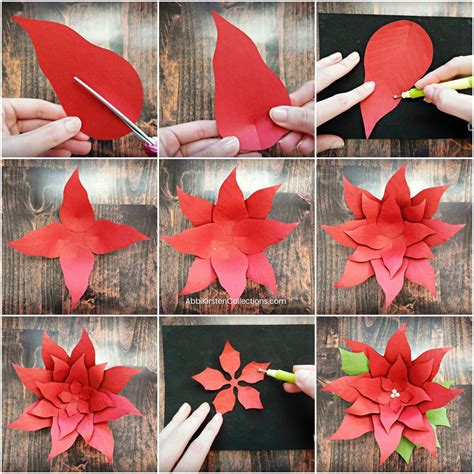 Poinsettia Paper Flowers with Ruffled Petals