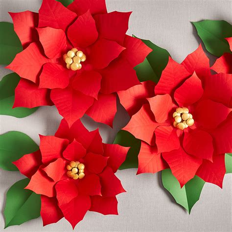 Poinsettia Paper Flowers with a Stem