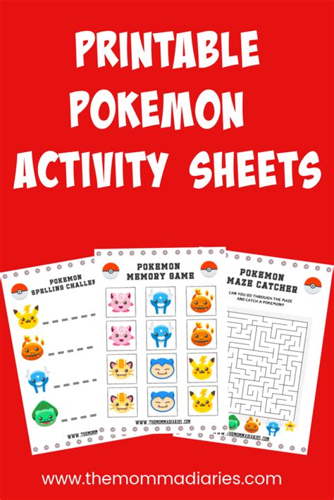 Pokémon Activity Sheets