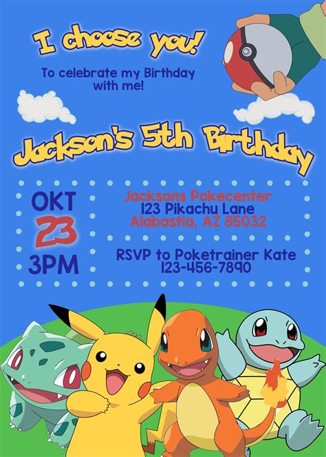 Pokémon Birthday Invitation