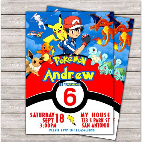 Pokémon Birthday Invitation Ideas with Pikachu