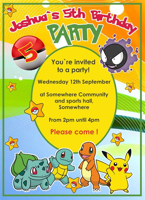 Pokémon Birthday Invitation Ideas for Boys with Charizard