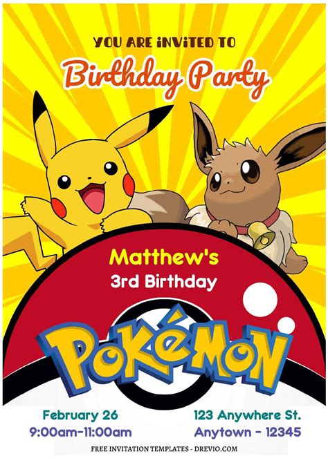 Pokémon birthday invitation template featuring Blastoise