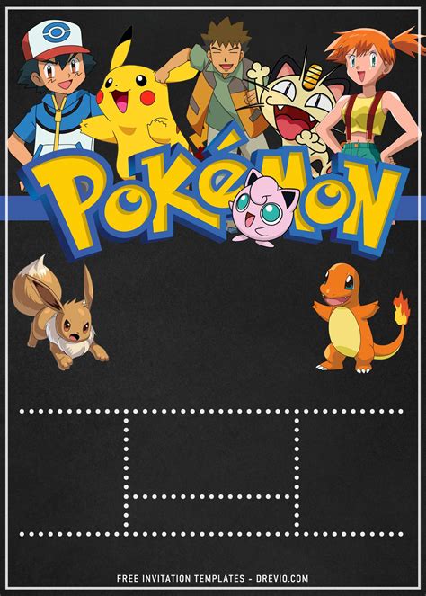 Pokémon birthday invitation template featuring Pikachu