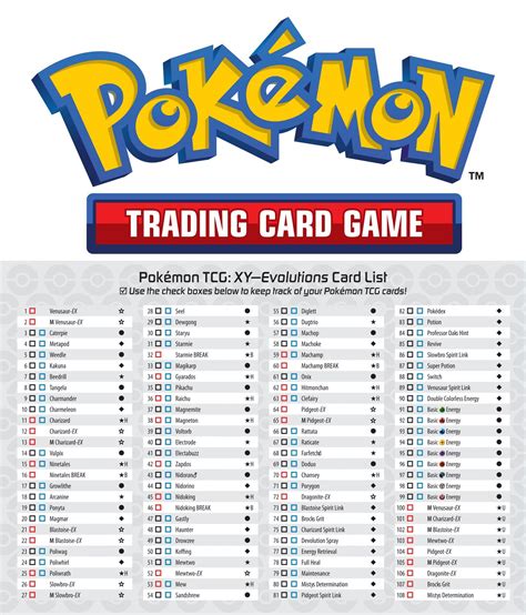 Pokémon Card Checklist Template Free