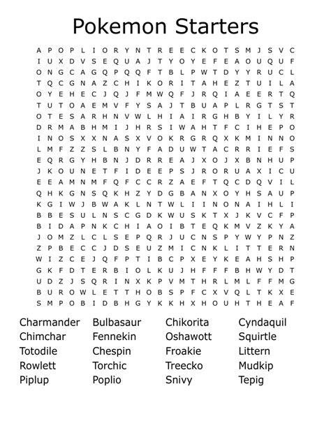 Pokemon regions word search