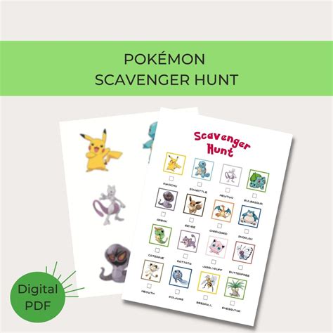 Pokémon scavenger hunt printables