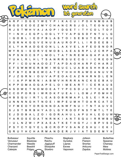 Pokémon word search