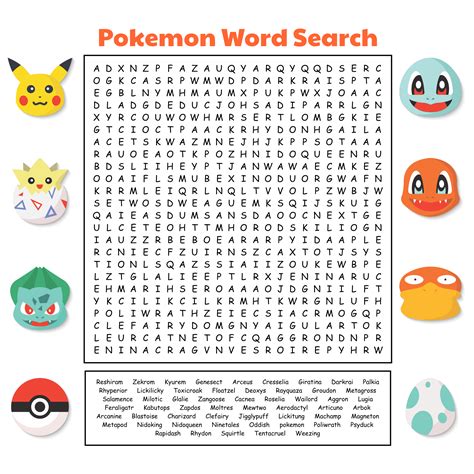 Pokemon word search printable 5