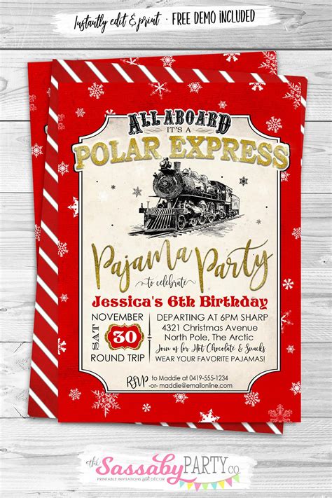 Polar Express Holiday Cheer Invitation