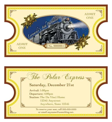 Polar Express Ticket Designs