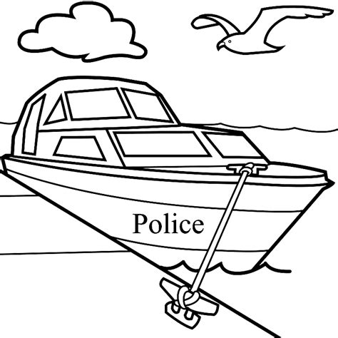 Police Boat Coloring Page