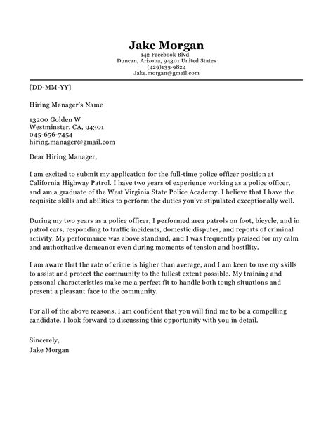 Police Officer Cover Letter Examples