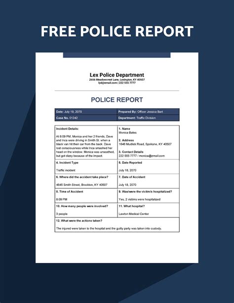 Police Report Template Google Docs Download