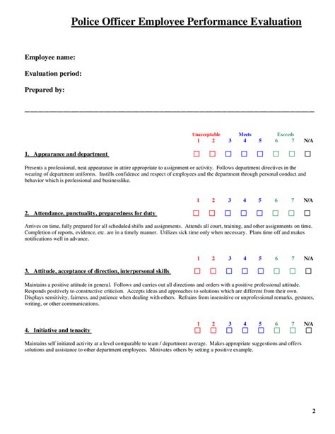 Police Roster Template with Performance Evaluations