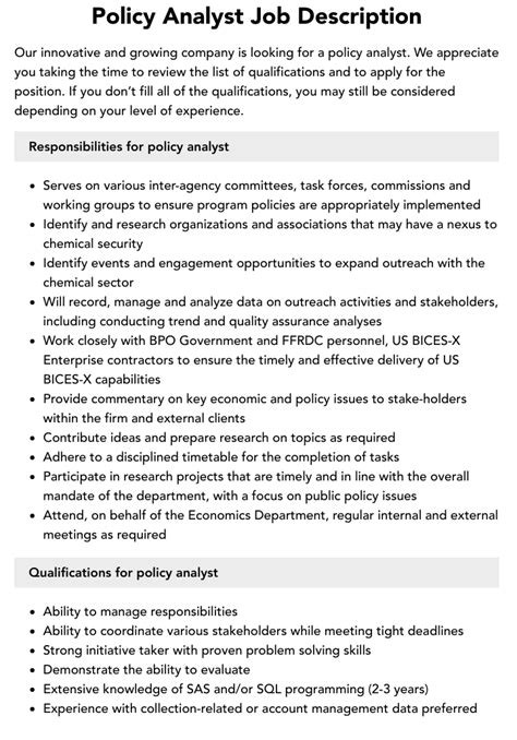 Policy Analyst Career