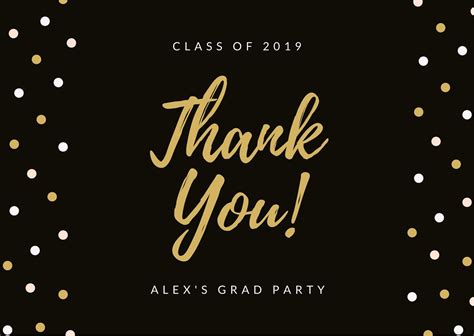 Polka Dot and Stripes Graduation Thank You Card Template