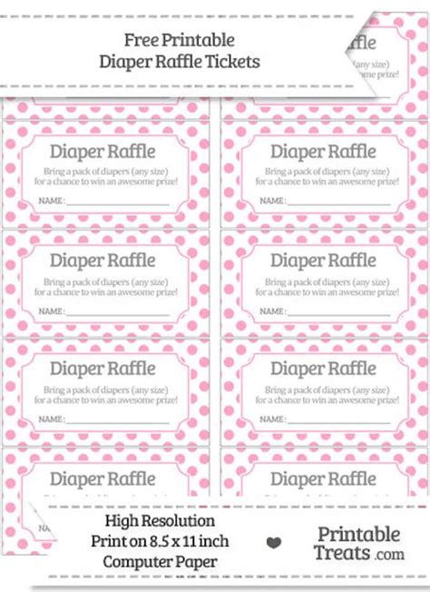 A polka dot diaper raffle ticket printable