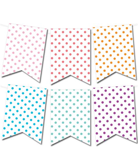 Polka dot pennant template for baby shower or birthday party