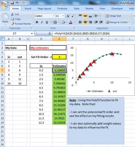 Polynomial Curve Fitting in Excel