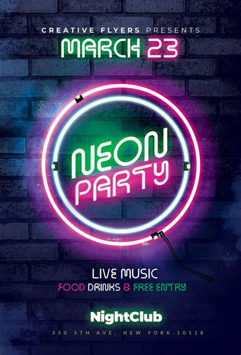 Pool Party Flyer Neon Nights