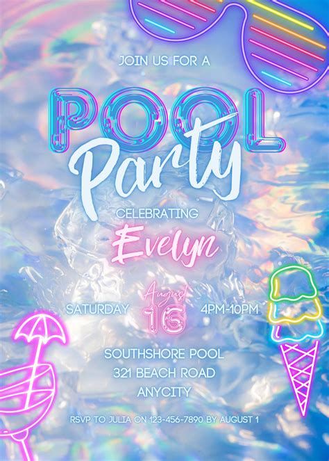 Neon Pool Party Flyer