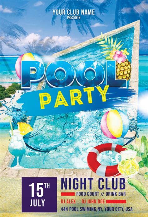 Pool Party Flyer Template 1