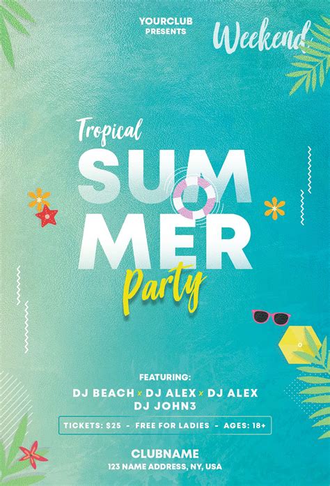 Pool Party Flyer Tropical Oasis