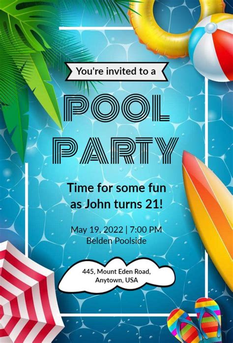 Pool Party Invitation Idea 2