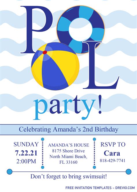 Pool Party Invitation Templates