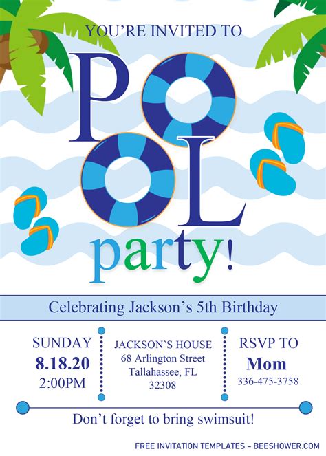 Pool Party Invitation Templates for Word