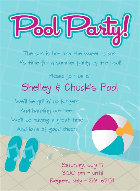 Pool Party Invitation Wording for Adults