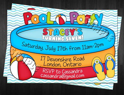 Pool Party Invitations for Kids and Adults