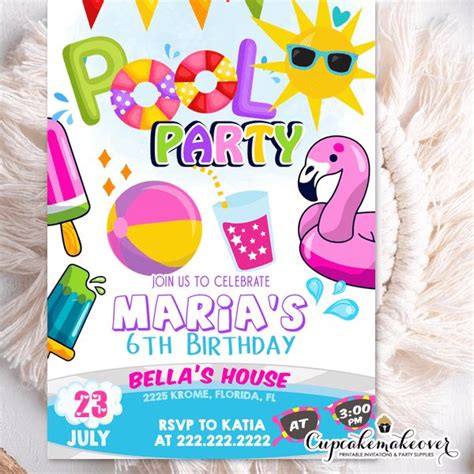 Pool Party Splash Invitation Template