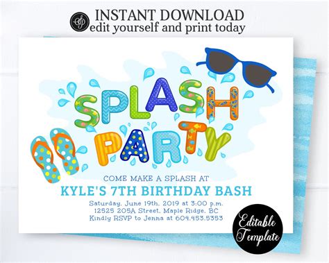 Pool Party Splash Template