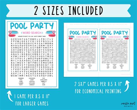 Pool Party Word Search