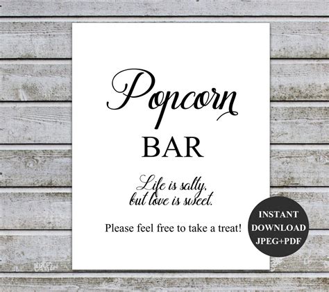 Popcorn bar template printable