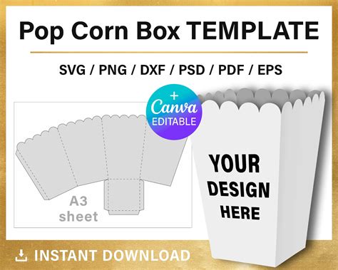 Popcorn Box Template Design