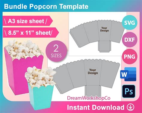 Themed Popcorn Box Templates