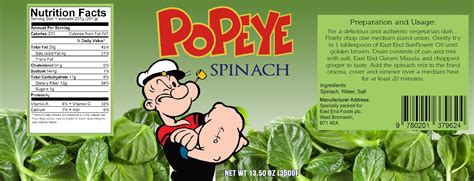 Popeye Spinach Can Label Minimalist