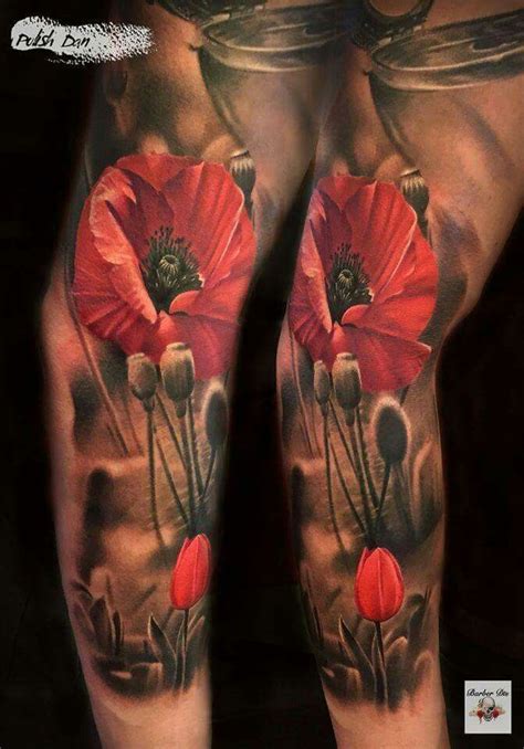 Poppies sleeve tattoo design